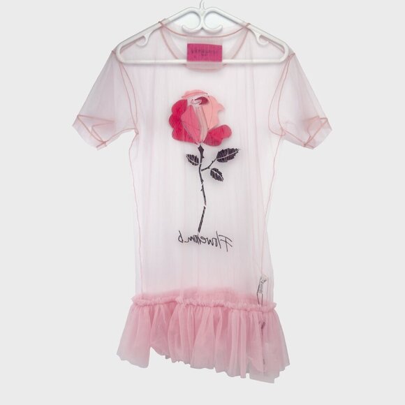VOGUE Cover Dress * VIKTOR & ROLF Tulle Floral Embroidered Mini Pink XS/S - Picture 9 of 9